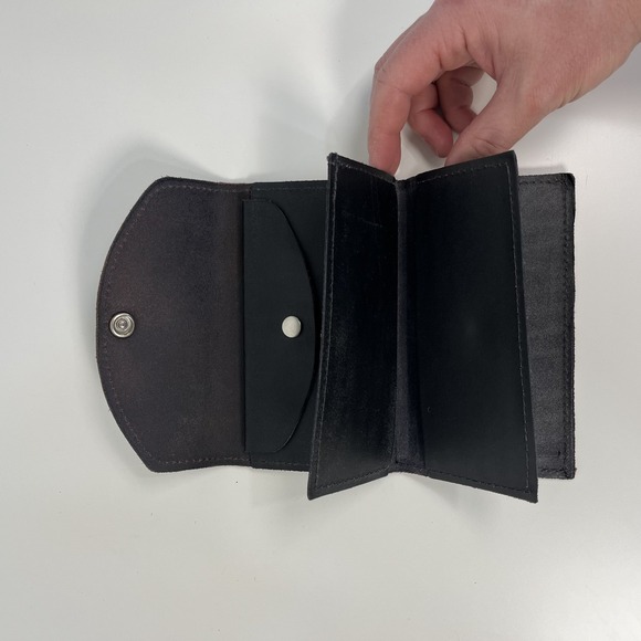 Burgundy Genuine Leather Wallet Wine Maroon Made in USA Silver Hardware - Picture 4 of 11